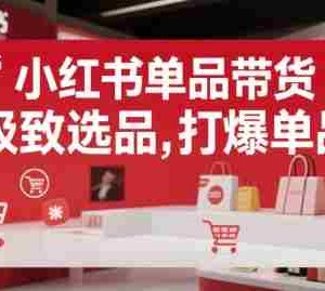 小红书单品带货，极致选品，打爆单品（更新）
