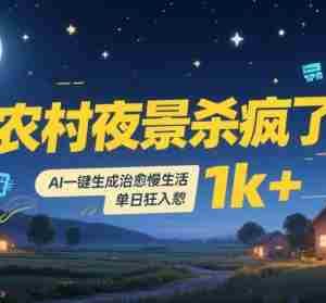 农村夜景杀疯了！AI一键生成治愈系慢生活，单日狂入1k+