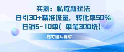 实测私域新玩法日引30加精准流量转化率50%日销5-10单每笔3张