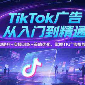 TikTok广告从入门到精通，认知提升+实操训练+策略优化，掌握TK广告投放全流程