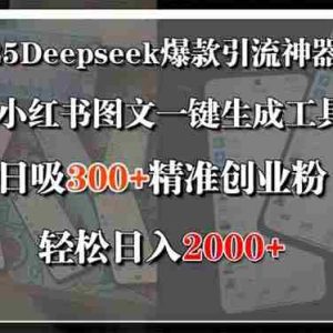 （15517期）2025Deepseek爆款引流神器：小红书图文一键生成工具，日吸300+精准创业…