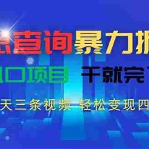 （15516期）信息查询暴力掘金，一天三条视频 轻松变现四位数，风口项目干就完了