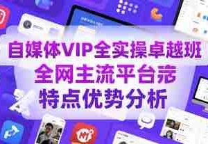 自媒体VIP全实操卓越班，全网主流平台特点优势分析