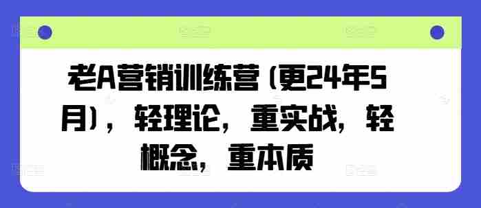 老A营销训练营(更25年7月),轻理论,重实战,轻概念,重本质
