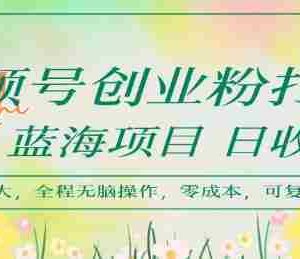 视频号创业粉打法，日入1k，蓝海项目，市场需求大，全程无脑操作，可复制