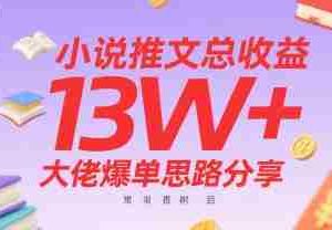 小说推文总收益13W+大佬爆单思路分享，常青树项目