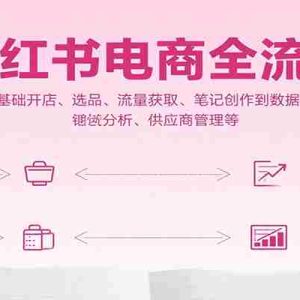 小红书电商全流程，基础开店、选品、流量获取、笔记创作到数据分析、供应商管理等