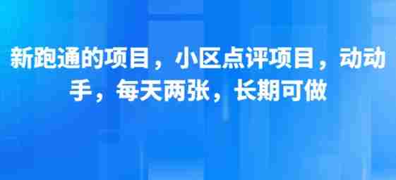 新跑通的项目,小区点评项目,动动手,每天两张,长期可做