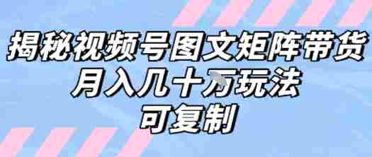解密视频号图文矩阵带货，月入几个W的打法，可复制