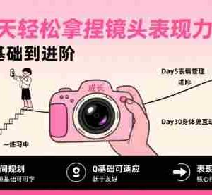 30天轻松拿捏镜头表现力，小白0基础到进阶