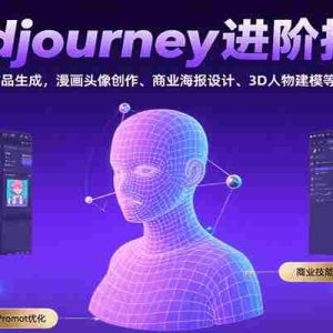 Midjourney进阶指南：高质量作品生成，漫画头像创作、商业海报设计、3D人物建模等
