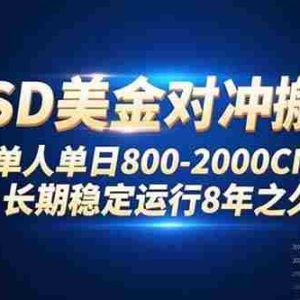 （15551期）USD美金对冲搬砖!单人单日800-2000CNY，长期稳定运行8年之久!