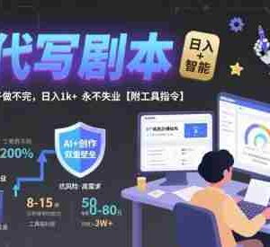 AI代写剧本，市场巨大，单子做不完，日入1k+ 永不失业【附工具指令】
