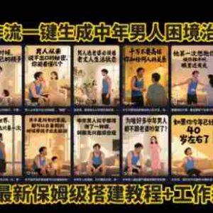 coze工作流一键生成”中年男人困境扎心高涨粉高播放量图文视频”保姆级拆解教程，无需剪辑，无需拍摄写文案