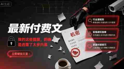 最新付费文:我的这些提醒,的确是透露了太多内幕