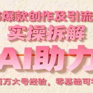 小红书爆款创作及引流变现课：实操拆解，AI助力，百万大号经验，零基础可学