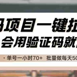 首码项目一键拉新，会用验证码就能做 单号一小时70+，批量做每天500+