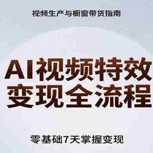 AI视频特效变现全流程，零基础7天掌握视频生产到橱窗带货变现