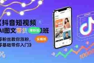 抖音短视频AI图文带货实操班，零粉丝教你涨粉，零基础带你入门