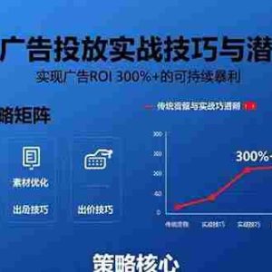 （15626期）巨量广告投放实战技巧与潜规则：实现广告ROI 300%+的可持续暴利