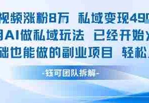 单条视频私域变现4.9k+利用AI做私域玩法 已经开始火热0基础也能做的副业项目轻松上手