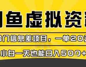 咸鱼虚拟资料变现，冷门信息差项目，一单20米，小白一天也能日入5张+