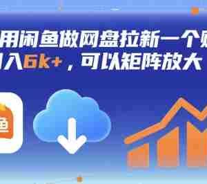 利用闲鱼做网盘拉新一个账号，月入6k+，可以矩阵放大