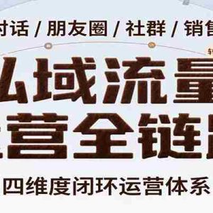 私域流量运营全链路，开场对话设计、朋友圈运营、社群管理、一对一销售SOP