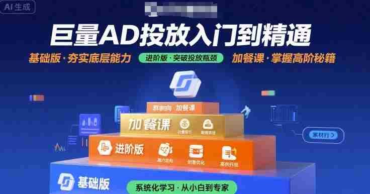 巨量AD投放入门到精通,基础版+进阶版+加餐课