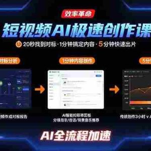 （15684期）短视频AI极速创作课：20秒找到对标，1分钟搞定内容创作，5分钟快速出片