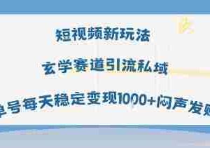 短视频新玩法玄学赛道引流私域单号每天稳定变现1k+闷声发财