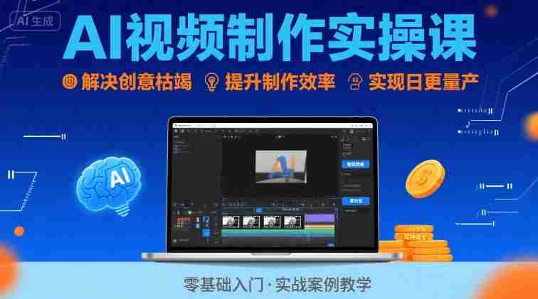 Ai视频制作实操课,解决创意枯竭、效率低下痛点,实现日更量产可持续变现