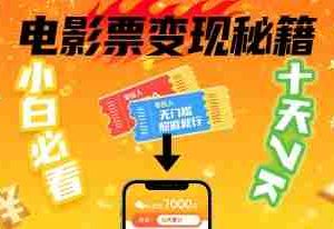 小白必看！卖电影票项目，零投入无门槛谁都能做，十天到手 7k，照做就行【揭秘】