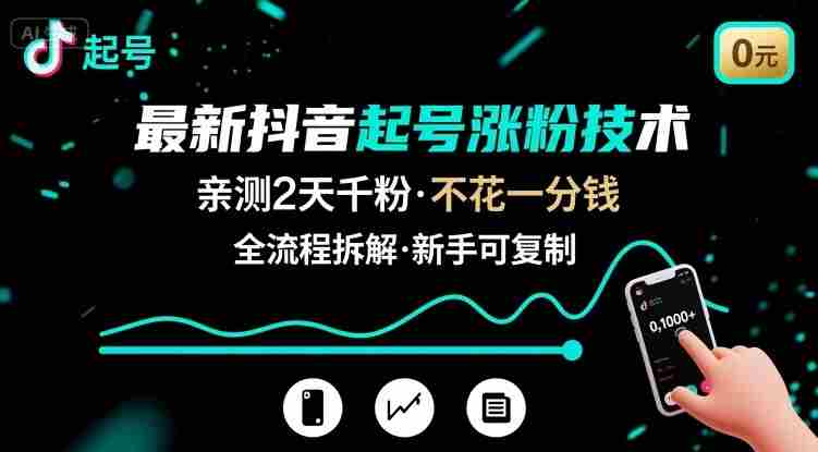 最新抖音起号涨粉技术,亲测2天千粉,不花一分钱,全流程拆解