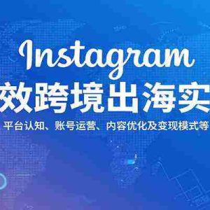 Instagram高效跨境出海实操：平台认知、账号运营、内容优化及变现模式等