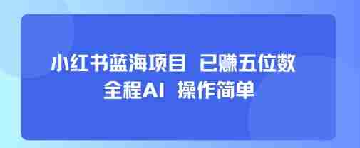 小红书蓝海项目,全程AI,操作简单,已挣五位数