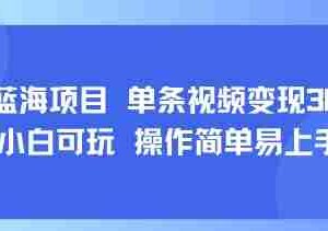 8月AI蓝海项目，单条视频变现1k+ 小白可玩 操作简单易上手