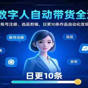 AI数字人自动带货全流程：账号注册、选品剪辑，日更10条作品自动化变现