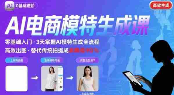 AI模特进阶课程,0基础高效生成逼真电商模特图