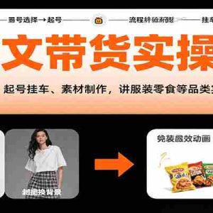 图文带货实操课，含赛道选择、起号挂车、素材制作，讲服装零食等品类实操与特效技巧