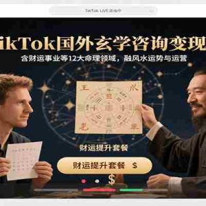 TikTok国外玄学咨询变现课，含财运事业等12大命理领域，融风水运势与运营