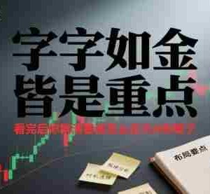 付费文章：字字如金 皆是重点， 看完后 你就清楚该怎么在大A布局了
