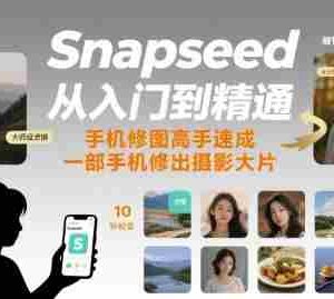 Snapseed从入门到精通，手机修图高手速成，一部手机就能修出摄影大片