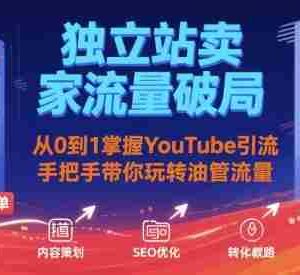 独立站卖家流量破局：从0到1掌握YouTube引流，手把手带你玩转油管流量