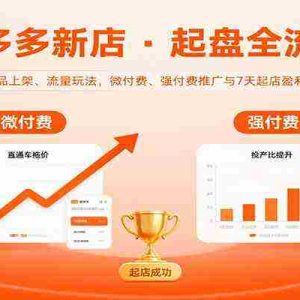 拼多多新店起盘全流程，含选品上架、流量玩法，微付费、强付费推广与7天起店盈利策略