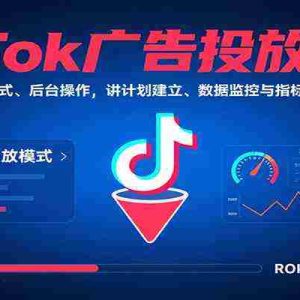 TikTok广告投放实战，含投放模式、后台操作，讲计划建立、数据监控与指标解读技巧