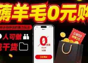 薅羊毛0元购，免单还倒挣钱的暴力玩法，人人可做，纯干货