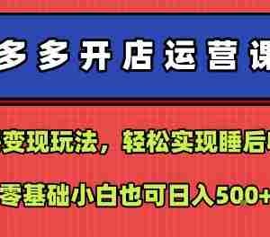 拼多多开店运营课程：蓝海变现玩法，轻松实现睡后收入，零基础小白也可日入5张