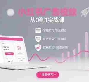 小红书广告投放从0到1的实战课，学完即可开始投放，拒绝无效广告消耗