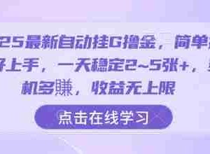 2025最新自动挂G撸金，简单操作好上手，一天稳定2~5张+，多机多賺，收益无上限【揭秘】
